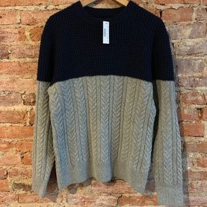 NWT J Crew Rugged Merino Wool Mixed-Knit Crewneck